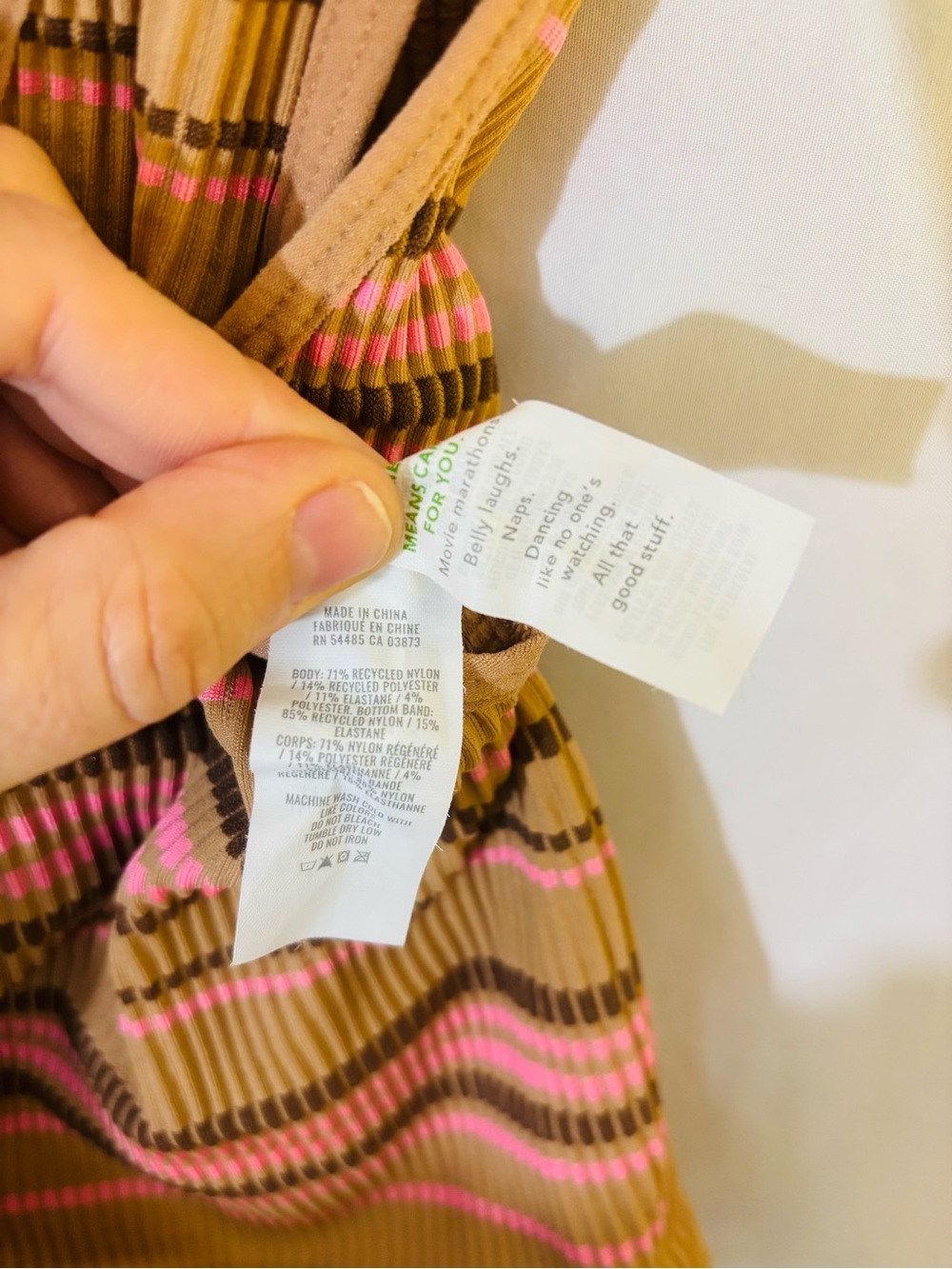 Aerie Real Good Striped Twist Front Crop Tank | Caramel Pink Brown | Large - Picture 5 of 7